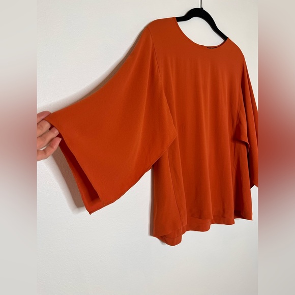 EILEEN FISHER 100% Silk Cape Sleeve Blouse - Picture 10 of 12